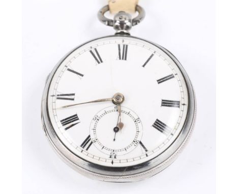 A Victorian silver-cased open face keywind pocket watch, by Dean of Old Jewry, London, white enamel dial with Roman numerals,