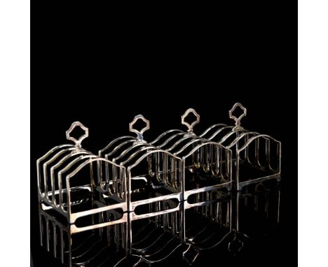 A set of 4 George VI silver 5-bar toast racks, by Adie Brothers Ltd, hallmarks Birmingham 1939, length 8cm, height 8.5cm, 10.