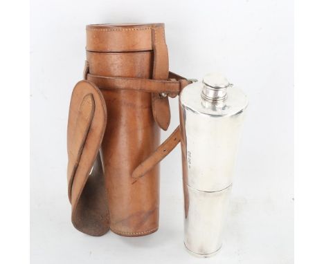 A Victorian silver hunting flask, tapered cylindrical form with screw cap and removable beaker, by Thomas Johnson, hallmarks 