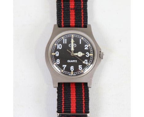 CWC - a stainless steel British Military Issue Royal Navy quartz wristwatch, ref. 0552/6645-99 5415317, circa 1989, black dia