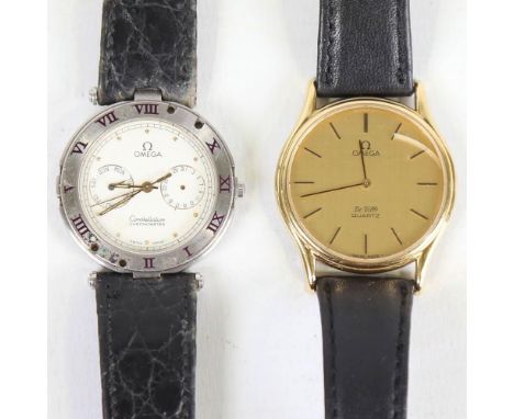OMEGA - 2 quartz wristwatches, comprising Constellation Chronometer and De Ville, both not currently working (2)Both watches 
