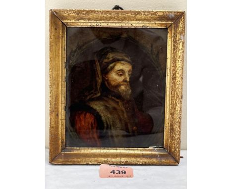 CONTINENTAL SCHOOL. 18TH/19TH CENTURY Portrait of a gentleman. Reverse painting on glass 6' x 5'