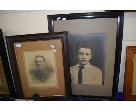 EARLY 20TH CENTURY PHOTOGRAPH OF A SOLDIER TOGETHER WITH A FURTHER PORTRAIT PHOTOGRAPH A BOY (2)