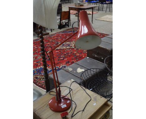 RED ANGLE POISE TYPE DESK LAMP
