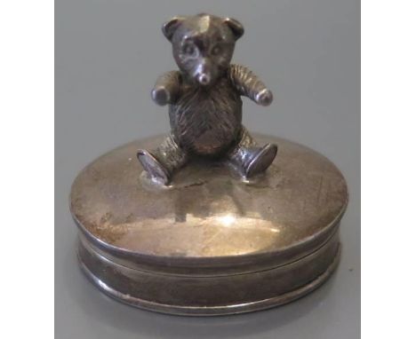 A Modern Sterling Silver box with bear finial 