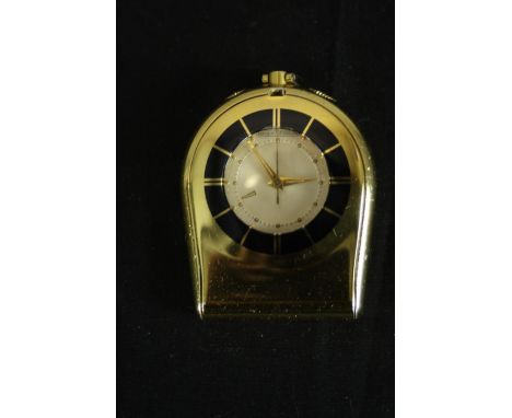 A 1960's Jaeger le Coultre, Memovox gold-plated travel alarm clock, Case No: 1056590, Calibre: Manual winding, signed, Dial: 