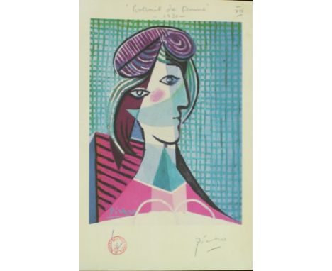 Pablo Picasso (1881 - 1973), a printers proof copy, signed Picasso, front has proof copy stamp, print number and signature, n