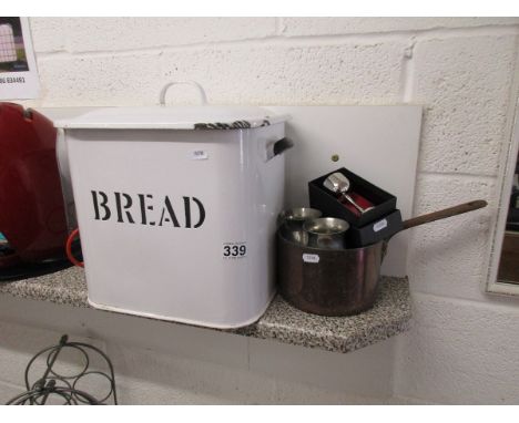 Enamel bread bin etc