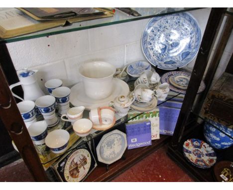 2 complete shelves of boxed plates and china to include Royal Worcester & Aynsley
