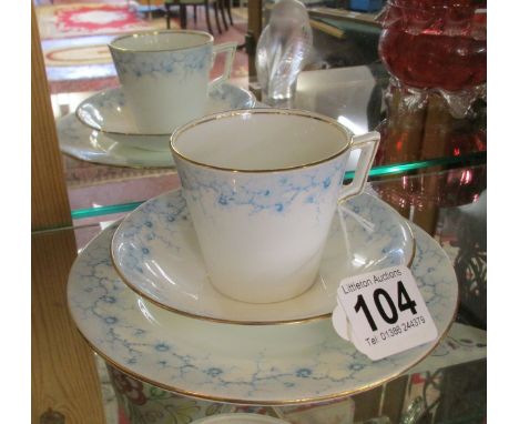 Wileman Trio (pre Shelley) with Blue Daisy border in the Victoria shape