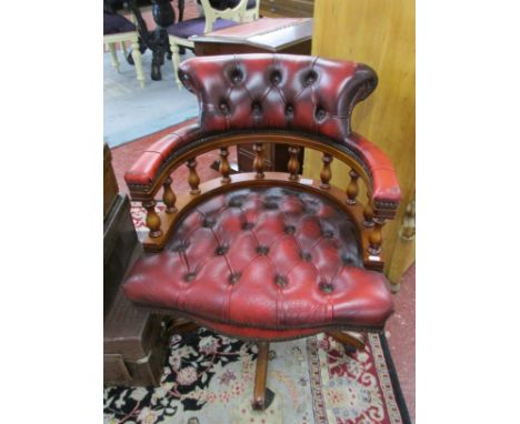 Leather button-back revolving office chair