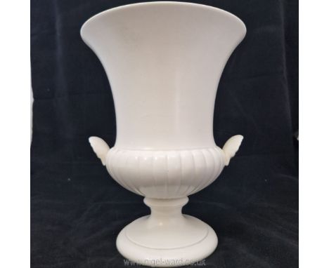 A Wedgwood 'moonstone' baluster vase in the manner of Constance Spry with flower arranging insert, 10 ins high x 7 ins wide.