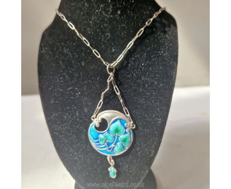 Sydney and Co Birmingham, a fine art nouveau pendant on chain, hallmarked for 1908.