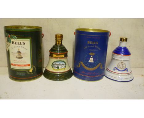 Two Bell's decanters Old Scotch whisky, Princess Beatrice and Christmas 1989, boxed (lids poor) (Est. plus 18% premium inc. V