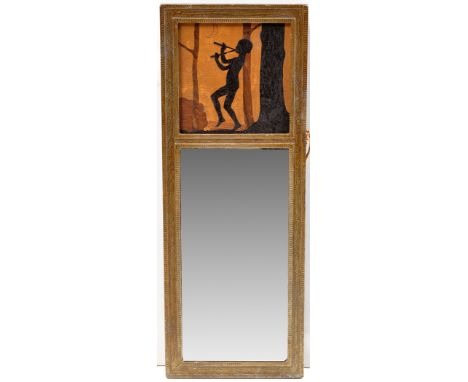 Albert James Rowley (British 1899-1931): a wall mirror, with inlaid panel of Pan playing pipes above rectangular plate within
