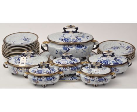 Royal Worcester 'Indian' part dinner service, comprising: large tureen and cover, pair of tureens and covers, three tureens a