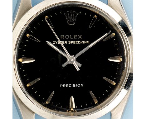 Rolex Oyster Speed King Precision: a gentleman's stainless steel wristwatch, 1960's, with black arrow markers, case numbered 