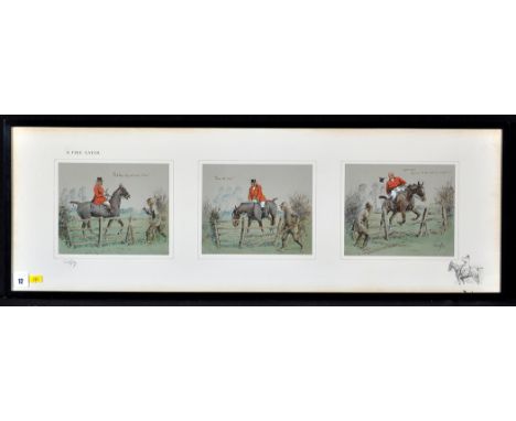 Charles "Snaffles" Johnson Payne(1884-1967)"A Fire Eater",signed,triptych lithograph with hand-colouring published 1919,10.5 