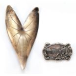 VW Fammik, a Danish silver leaf brooch65mm and an Ivor Hoth silver brooch, 14gm
