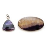 David Scott Walker, a silver mounted Blue John brooch, Sheffield 1994, 42mm and a silver mounted