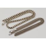 Two silver chain link necklaces, 45cm, 91gm