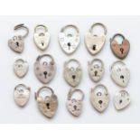 Fifteen various silver heart padlocks, 24gm