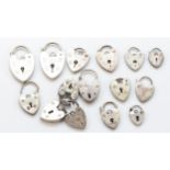 Fifteen various silver heart padlocks, 29gm