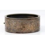 A Victorian sterling silver hinged bangle with metal frame, 56 x 46mm