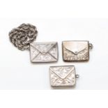 An Edwardian silver stamp envelope, Chester 1903, a Sterling Silver example and a 925 silver