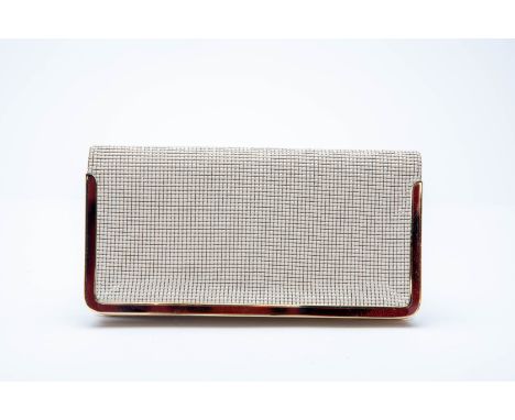 A VINTAGE RECTANGULAR BEADED CLUTCH
With gold tone metalware, flap top closure with snap lock, beige fabric interior
14 x 26c
