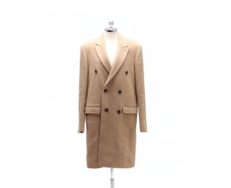 A SCOTCH &amp; SODA BEIGE MEN'S WOOL COAT
Double breasted, with two pockets,
No size specified - approx M/L - viewing advised