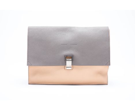 A PROENZA SCHOULER 'LUNCH BAG' CLUTCH
In two tone light pink and grey, flip lock-fastening front flap and one internal pocket