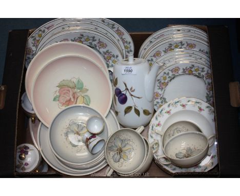 A quantity of miscellaneous china including Susie Cooper platter, Susie Cooper soup mugs, plates and saucers together with My