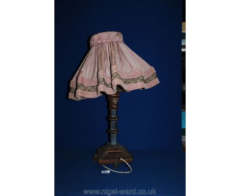 An Art Deco perspex chrome and wood Table Lamp with handmade Shade