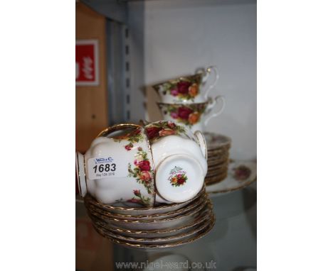 A Royal Albert 'Old Country Roses' part Tea Service comprising six cups and saucers, twelve tea plates and a bread and butter