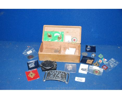 Miscellaneous Medals, a Special Constable belt buckle and a compass