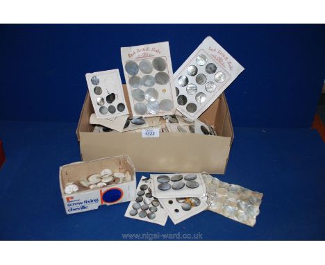 A large quantity of mother of pearl and abalone Buttons on cards