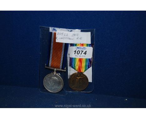 A pair of WWI Medals to Dvr. R. Christon R.E. with MIC also shows E. York Reg.