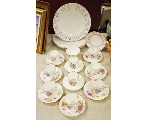 Royal Crown Derby Posie coffee cans and saucers, two tea plates; Royal Crown Derby Brittany dinner plates; a Brittany saucer;