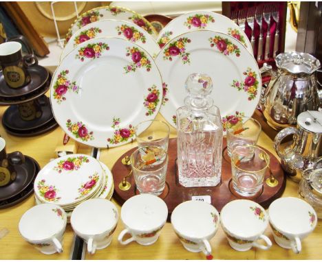 Decorative Ceramics and Glass - a Royal Albert Country Roses wall clock; Linrick pottery part tea service; a sterling lead cr