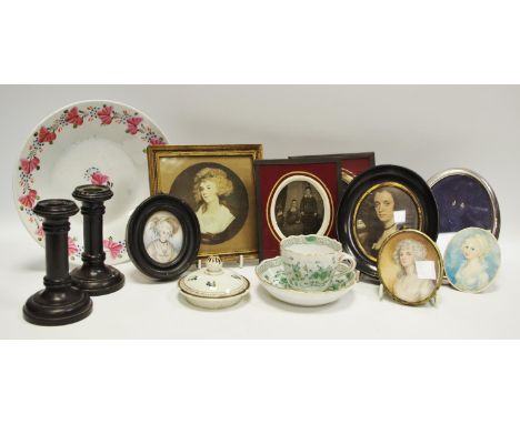 Boxes &amp; Objects - two early 19th century portrait miniatures of elegant ladies; picture frames; Victorian photography; 18