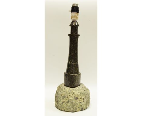  A large Cornish serpentine lamp base 