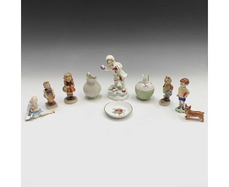 A Beswick figure, 'Christopher Robin', two Royal Worcester figures, 'December' and 'My Pet' together with a Royal Worcester m