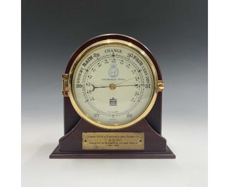 A Sewills of Liverpool bulkhead type brass cased barometer, commemorating the 50th anniversary of the Battle of the Atlantic.
