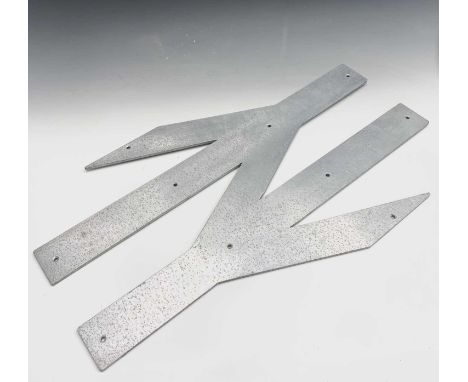 Railwayana - A British Rail aluminium double arrow logo sign. 47cm x 76cm.