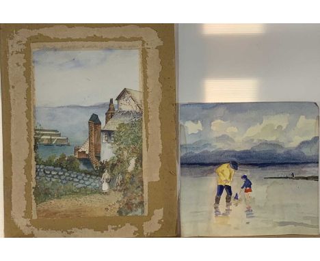 Watercolours and oils, etc., various works including a signed print by Helen Bradley.