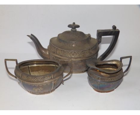 A London silver presentation three piece bachelor's tea service – 'From Totnes Girls' School 1905'. (3)