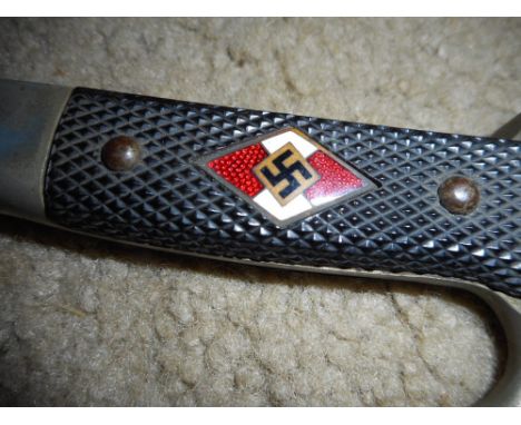 A WWII Hitler Youth dagger in metal scabbard, 10” overall.