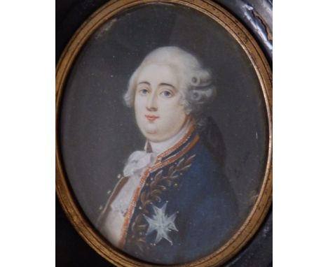 An oval watercolour miniature - -Portrait of King Louis XVI – bears signature 'Le Brun', 3” high.
