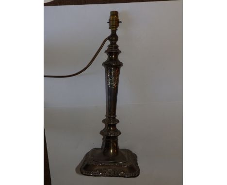 A large EP table lamp – ex candlestick, 19” overall.